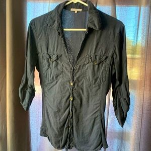 Navy Blue 3/4 sleeve button down shirt